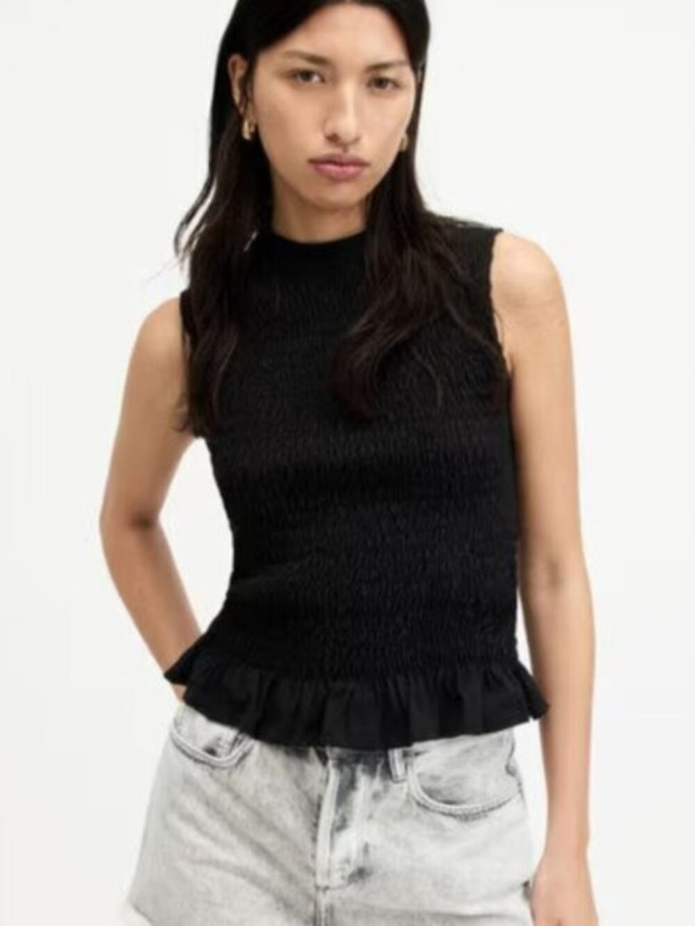 All Saints Smocked Sleeveless Top